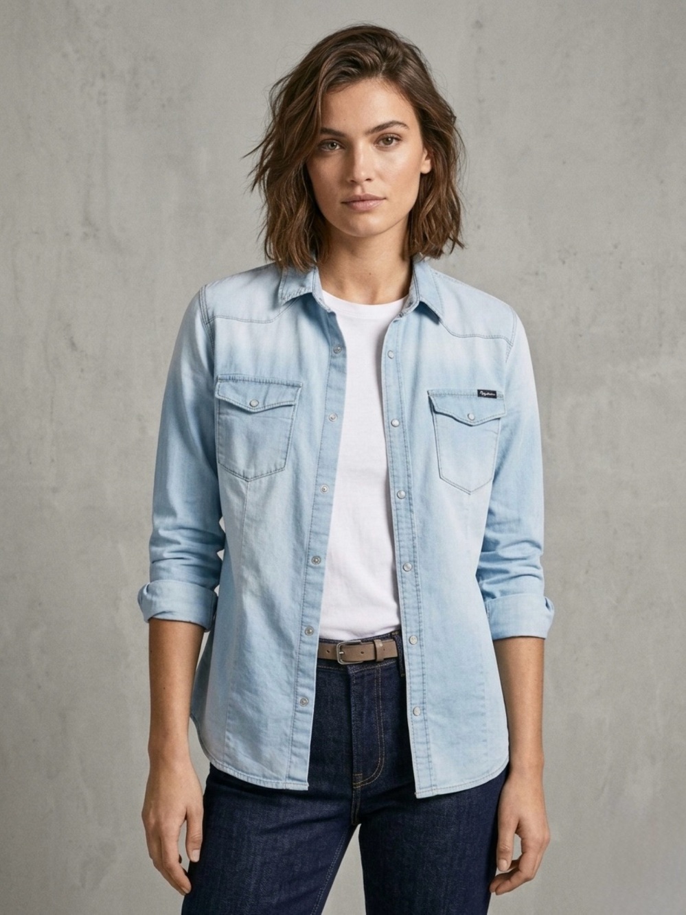 Pepe Jeans Light Blue Button-Down Denim Shirt